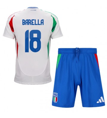 Italien Nicolo Barella #18 Bortatröja Barn EM 2024 Kortärmad (+ Korta byxor)